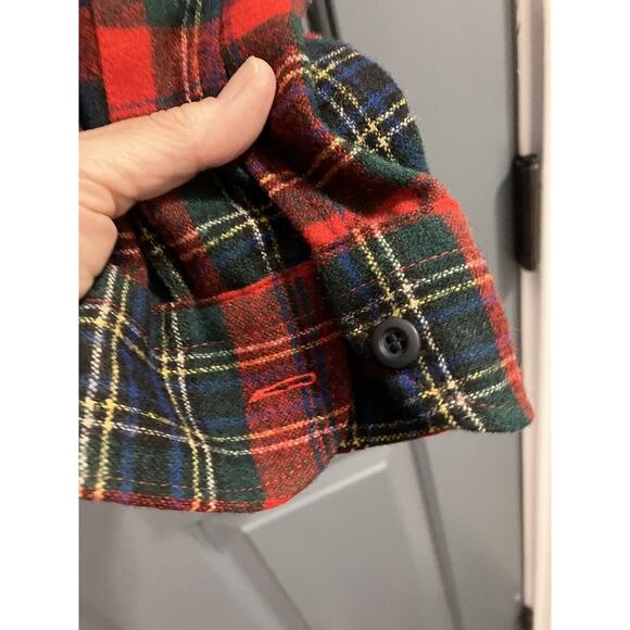 VTG Pendleton Board Shirt Flap Pocket Loop Collar Maclean Tartan Red Wool Men XL - Picture 4 of 7